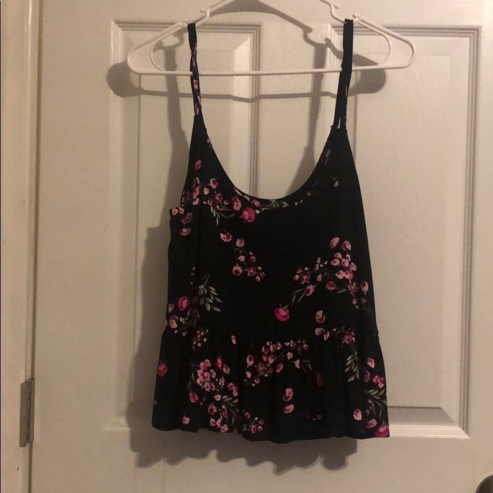 Black blouse with floral print